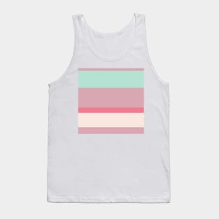 A solid palette of Pale Chestnut, Powder Blue, Very Light Pink and Light Coral stripes. Tank Top